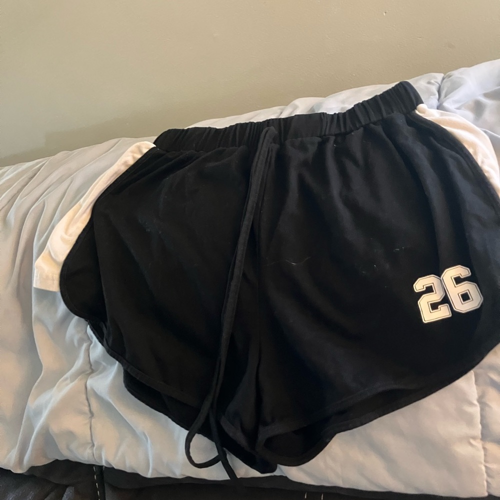Black Athletic Shorts with White Trim